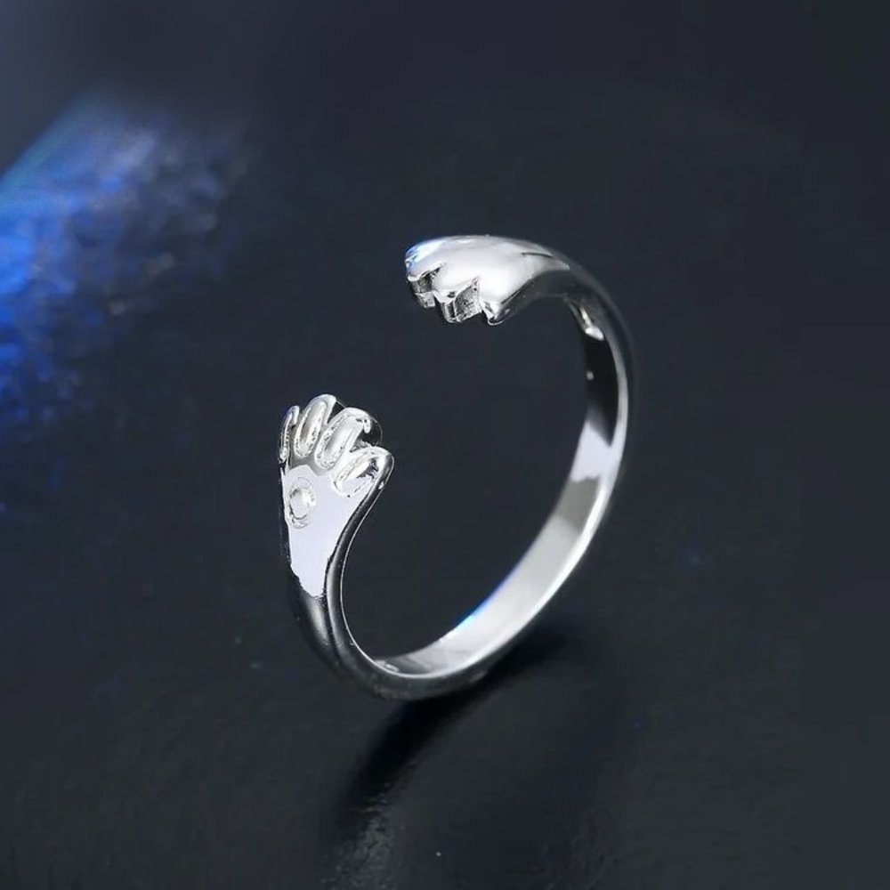 Knot Ring 925 Sterling Silver Open Knuckle Rings For Women Adjustable Cat Lover